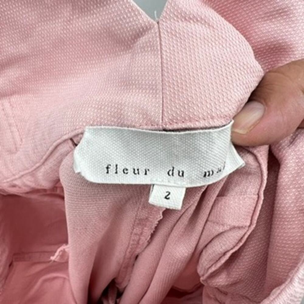 fleur du mal V Waist Trouser‎ in Coral Blush Pink Women's 2 Silk Wool Blend - Picture 5 of 10